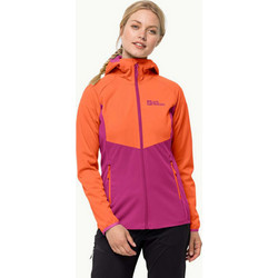 Jack Wolfskin Go Hike Αθλητικό Γυναικείο Μπουφάν Softshell Μακρύ Αδιάβροχο Αντιανεμικό Φούξια Πορτοκαλί 1306862-2318