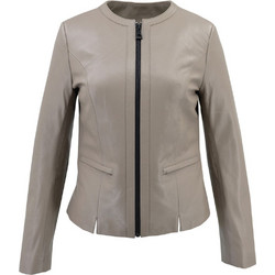 Leather 100 Γυναικείο Μπουφάν Δερμάτινο Κοντό Εκρού 07-W-B-014