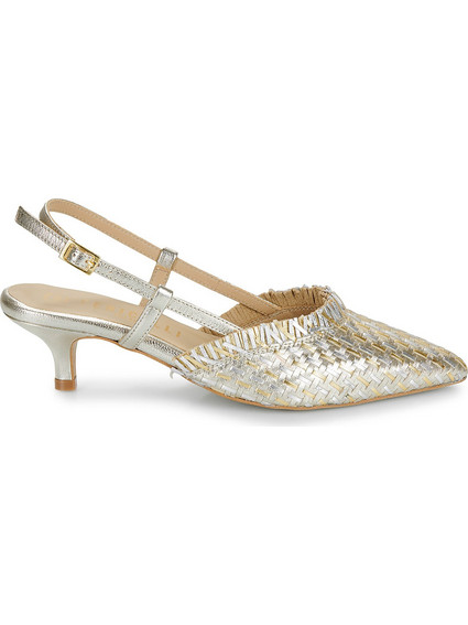 Fericelli LORENA Γόβες Slingback Δερμάτινες με Λεπτό Χαμηλό Τακούνι Χρυσές ST-0056