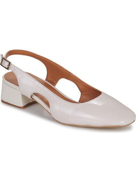 JB Martin Vicola Γόβες Slingback Δερμάτινες με Χοντρό Χαμηλό Τακούνι Εκρού AJJ746-39-P
