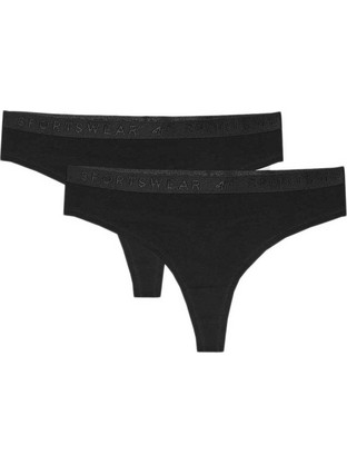 4F Βαμβακερά Γυναικεία String Μαύρα 2Pack 4FWSS24UPTSF018-20S