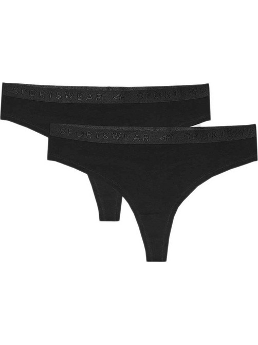4F Βαμβακερά Γυναικεία String Μαύρα 2Pack 4FWSS24UPTSF018-20S