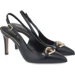 Toutounis Γόβες Slingback Δερμάτινες με Τακούνι Στιλέτο Μαύρες 511022