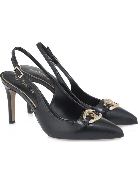 Toutounis Γόβες Slingback Δερμάτινες με Τακούνι Στιλέτο Μαύρες 511022