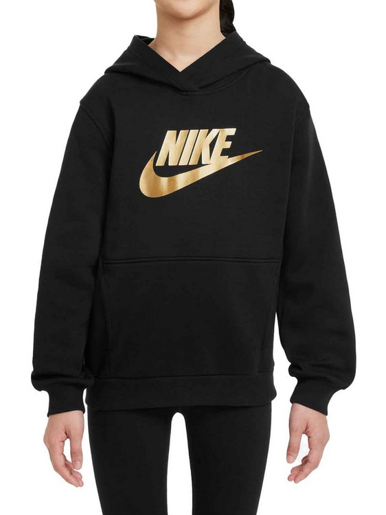 Nike Παιδικό Φούτερ με Κουκούλα Μαύρο Χρυσό HQ0977-010