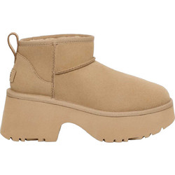 UGG Classic Ultra Mini Γυναικεία Μποτάκια Suede Μπεζ με Χοντρό Χαμηλό Τακούνι και Γούνα 1158311