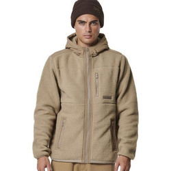 Body Action Ανδρική Ζακέτα Fleece με Κουκούλα και Φερμουάρ Μπεζ 073422-05
