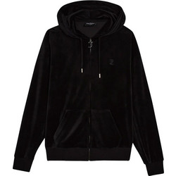 Juicy Couture Halan Γυναικεία Ζακέτα Φούτερ Μακριά με Κουκούλα και Φερμουάρ Μαύρη JCWAS24342-101