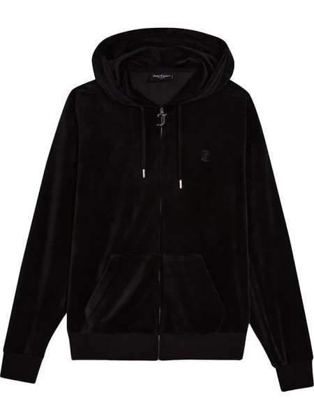 Juicy Couture Halan Γυναικεία Ζακέτα Φούτερ Μακριά με Κουκούλα και Φερμουάρ Μαύρη JCWAS24342-101