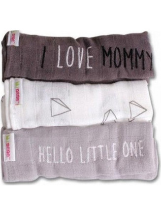 Minene Hello Little One Πάνες Αγκαλιάς από Μουσελίνα Καφέ 75x75cm 3τμχ