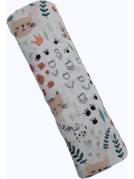 Jukki Kitty Space Πάνα Αγκαλιάς από Μουσελίνα Λευκή 80x70cm