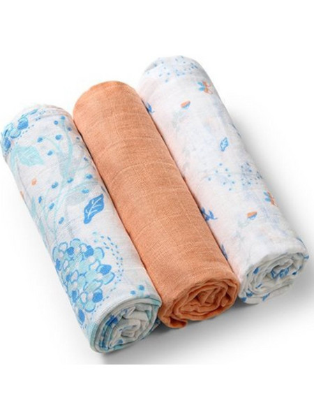 BabyOno Πάνες Αγκαλιάς από Μουσελίνα Πορτοκαλί 70x70cm 3τμχ BN348/09