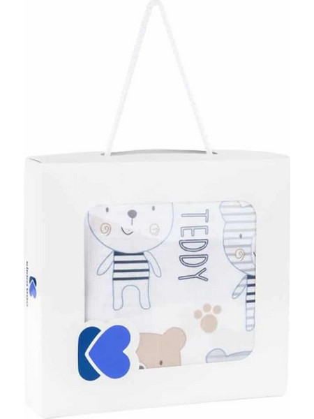 KikkaBoo Bear Πάνα Αγκαλιάς από Μουσελίνα Λευκή Μπεζ 120x120cm