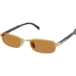 Prada PRB54S 5AK50P Ανδρικά Γυαλιά Ηλίου Ορθογώνια Μεταλλικά Μαύρα με Καφέ Φακό