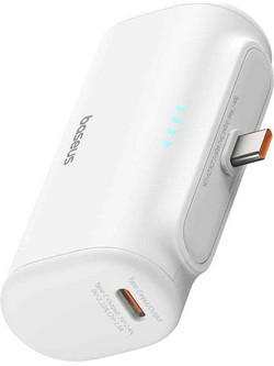 Baseus Compact Series Power Bank 5000mAh 20W με Θύρα USB-C Quick Charge 3.0 & Power Delivery White