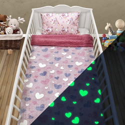 Lino Home Herz Sherpa Κουβέρτα Κούνιας Fleece 110x150 Ροζ