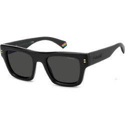 Polaroid Eyewear PLD6238SX 807M9 Ανδρικά Γυαλιά Ηλίου Τετράγωνα Κοκάλινα Μαύρα με Μαύρο Φακό