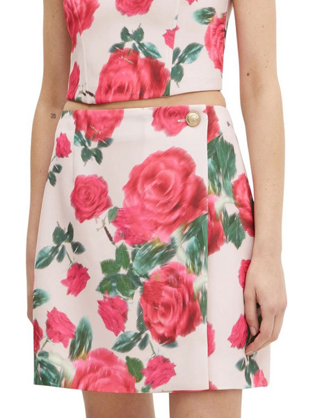 Guess Μίνι Φούστα Υφασμάτινη Ψηλόμεση Φάκελος Floral Ροζ Φούξια W5RD68WGLO2-P6EN