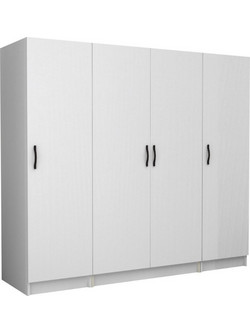 Megapap Τετράφυλλη Ντουλάπα Ρούχων Victoria Λευκή 200x60x181cm GP100-0101,1