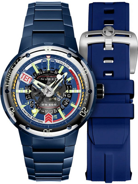 Nubeo Mariner Ανδρικό Ρολόι Αυτόματο με Μπλε Μεταλλικό Μπρασελέ NB-6090-33