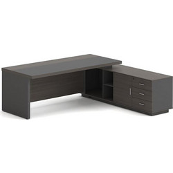 Woodwell VIP Γωνιακό Επαγγελματικό Γραφείο Ξύλινο με Βιβλιοθήκη ΕΟ929,R