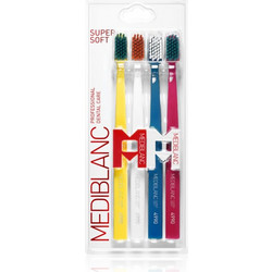 Mediblanc 4990 Super Soft Οδοντόβουρτσες 4τμχ Κίτρινη Λευκή Μπλε Φούξια