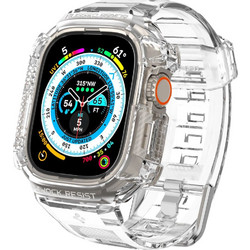 Spigen Rugged Armor Pro Θήκη Σιλικόνης με Λουράκι για Apple Watch Ultra 49mm Διαφανής