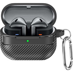 Techsuit CarbonFiber Θήκη Σιλικόνης με Γάντζο για Google Pixel Buds Pro / Pro 2 Μαύρη