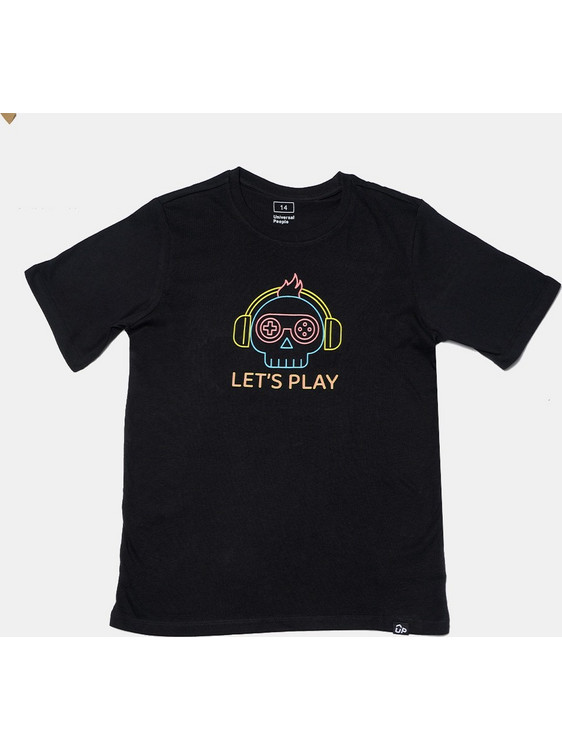 Up Let's Play Παιδικό T-Shirt Κοντομάνικο Μαύρο GQ225TUPCJR1-NGR