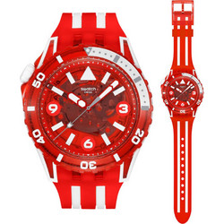 Swatch Γυναικείο Ρολόι με Κόκκινο Καουτσούκ Λουράκι SSCU09R100