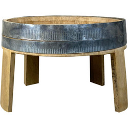 Tesias Wooden Products Στρογγυλό Τραπεζάκι Κήπου Μασίφ Ξύλο Καφέ Γκρι 40cm TES-1267