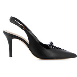 Fratelli Petridi Γόβες Slingback Δερμάτινες με Τακούνι Στιλέτο Μαύρες 712