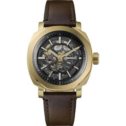 Ingersoll Outrider Ανδρικό Ρολόι Αυτόματο με Καφέ Δερμάτινο Λουράκι I16402