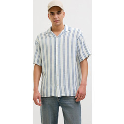 Jack & Jones Ανδρικό Πουκάμισο Βαμβακερό Ριγέ Κοντομάνικο Κανονική Γραμμή Μπλε 12268457