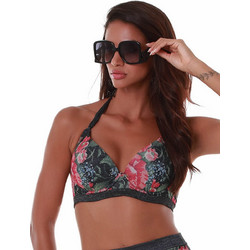 Bluepoint Secret Garden Bikini Top με Ενίσχυση Floral Μαύρο Πράσινο Κόκκινο 25066015D-02
