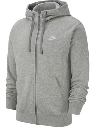 Nike Ανδρική Ζακέτα Φούτερ με Κουκούλα και Φερμουάρ Γκρι FN3861-063