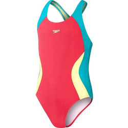 Speedo Colourbock Αθλητικό Παιδικό Μαγιό Ολόσωμο για Κορίτσι Κόκκινο Τιρκουάζ 13459-15483