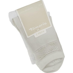 Tamaris Γυναικείες Κάλτσες Κοντές Γκρι Λευκές 2Pack 99645-1586