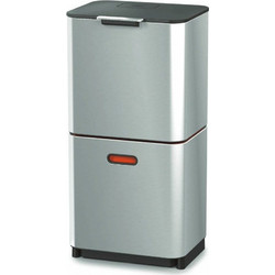 Joseph Totem Max MAX60L Κάδος Απορριμάτων Κουζίνας Ανοξείδωτος Διπλός Ανακύκλωσης Ασημί Πορτοκαλί 60lt