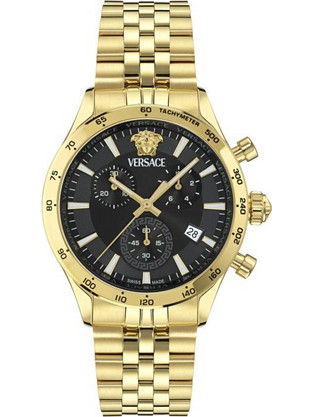 Versace Hellenyium Ανδρικό Ρολόι Χρονογράφος με Χρυσό Μεταλλικό Μπρασελέ VECFA0524