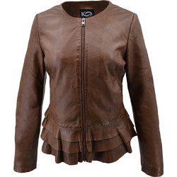 Leather 100 Γυναικείο Μπουφάν Χειμωνιάτικο Δερμάτινο Κοντό Σοκολατί 61-W-GSP-44