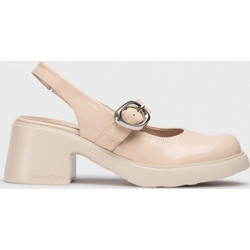 Wonders Γόβες Slingback Δερμάτινες με Χοντρό Χαμηλό Τακούνι Nude E-7111