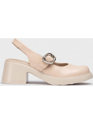 Wonders Γόβες Slingback Δερμάτινες με Χοντρό Χαμηλό Τακούνι Nude E-7111