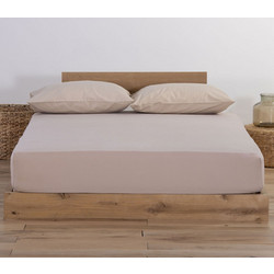 Nef-Nef Σεντόνι King Size Βαμβακερό με Λάστιχο 180x200+35 Jersey Beige