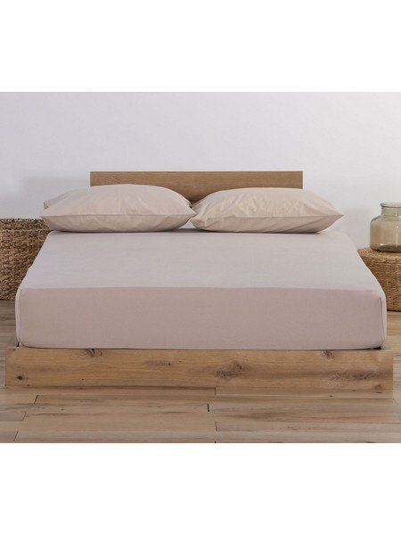 Nef-Nef Σεντόνι King Size Βαμβακερό με Λάστιχο 180x200+35 Jersey Beige