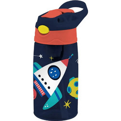 Must Space Παιδικό Παγούρι Πλαστικό με Καλαμάκι Navy Μπλε 500ml