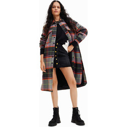 Desigual Kiev Γυναικείο Παλτό Μάλλινο Οversized Καρό Μακρύ Ανθρακί 22WWEWAI-2006