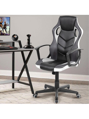 Bakaji Καρέκλα Gaming Δερματίνης Μαύρη Λευκή 02834218
