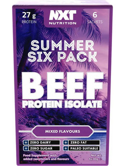 NXT Nutrition Summer Six Pack Beef Isolate Blue Raspberry Πρωτεΐνη Γράμμωσης χωρίς Λακτόζη 6x30gr