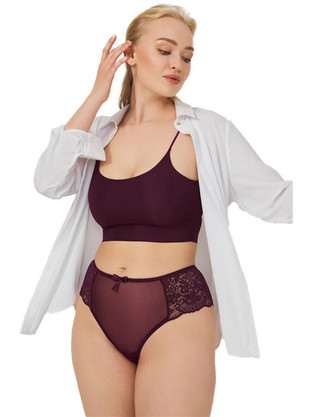 Cottonhill Γυναικείο Sexy Brazil με Δαντέλα Μπορντό CH6005